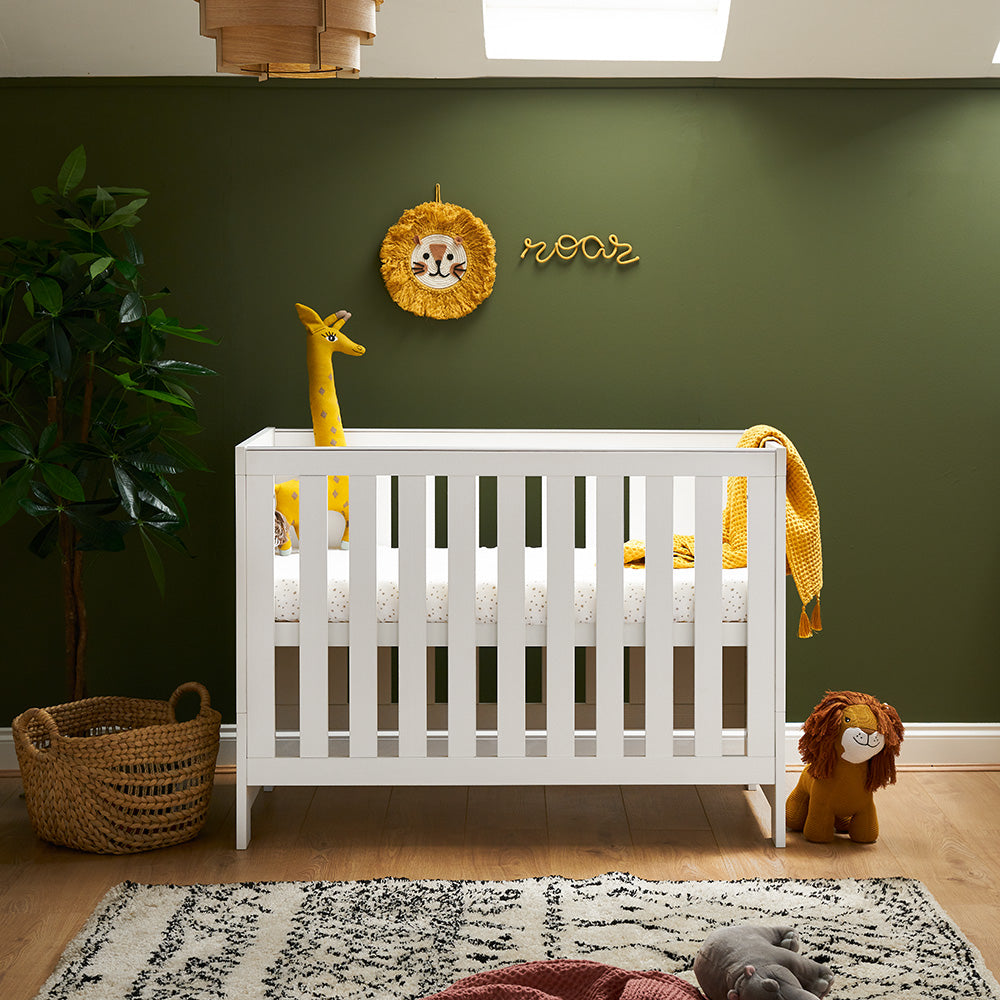Obaby Nika Mini Cot Bed - White Wash