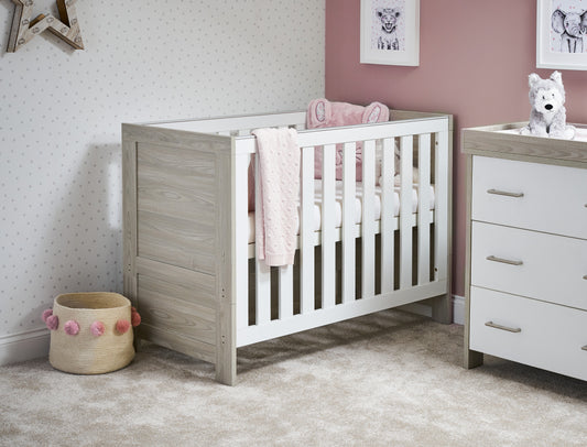 Obaby Nika Mini Cot Bed - Grey Wash & White