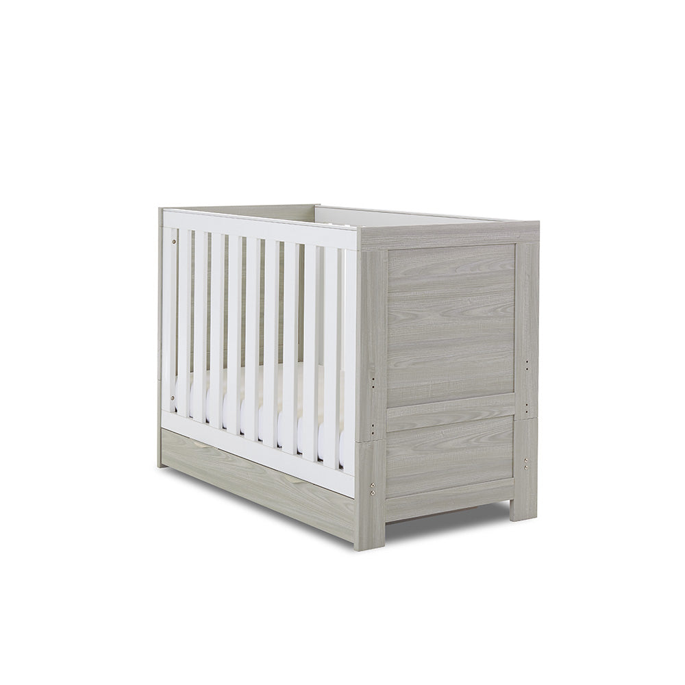 Obaby Nika Mini Cot Bed - Grey Wash & White