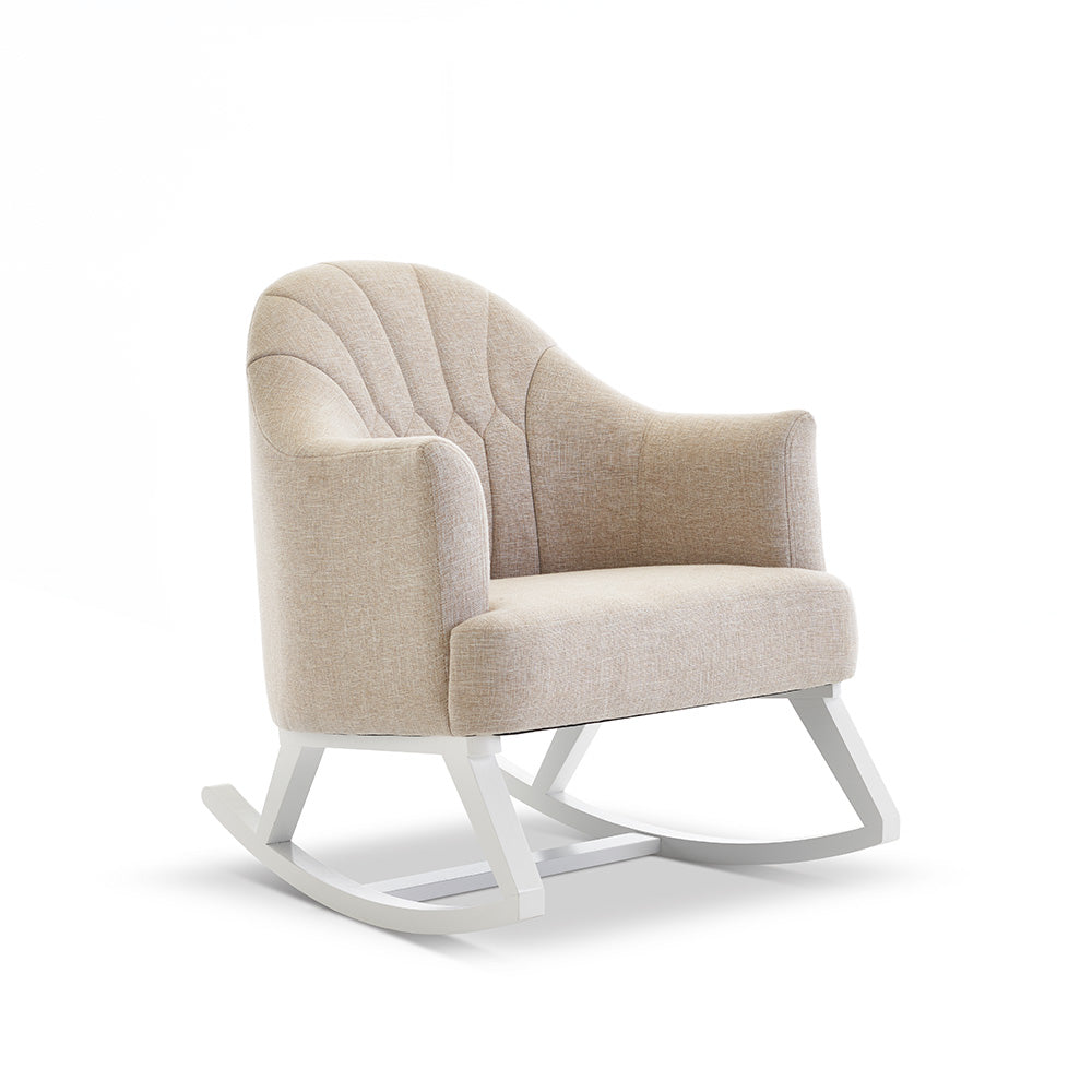 Obaby Round Back Rocking Chair - White With Oatmeal Cushions