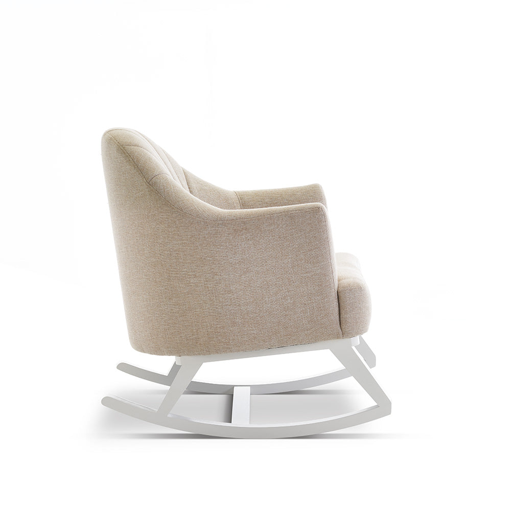 Obaby Round Back Rocking Chair - White With Oatmeal Cushions