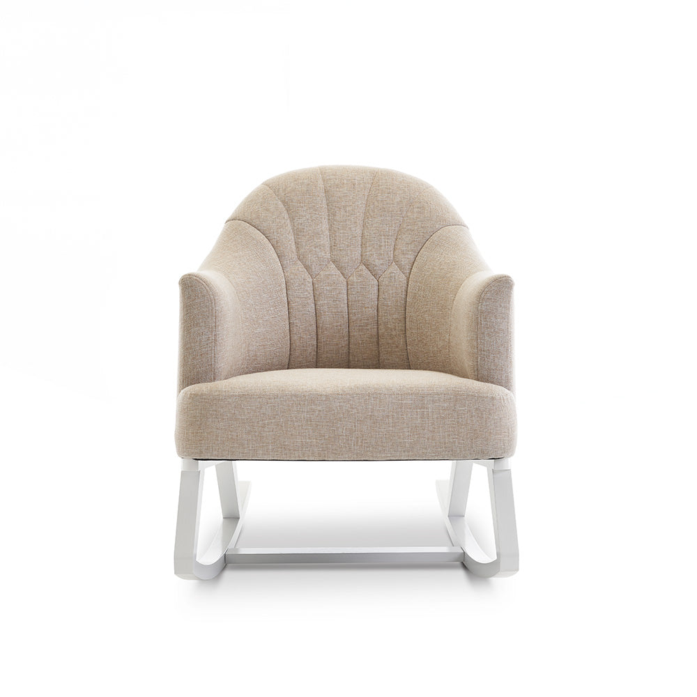 Obaby Round Back Rocking Chair - White With Oatmeal Cushions