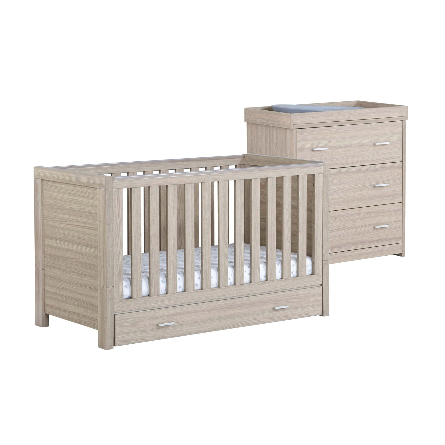 Babymore Luno 2 Piece Nursery Room Set - Oak