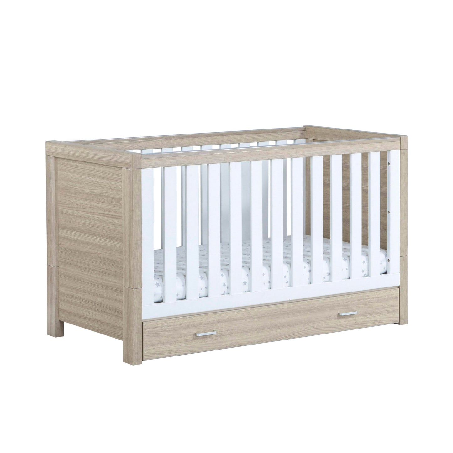 Babymore Luno Cot Bed - White Oak