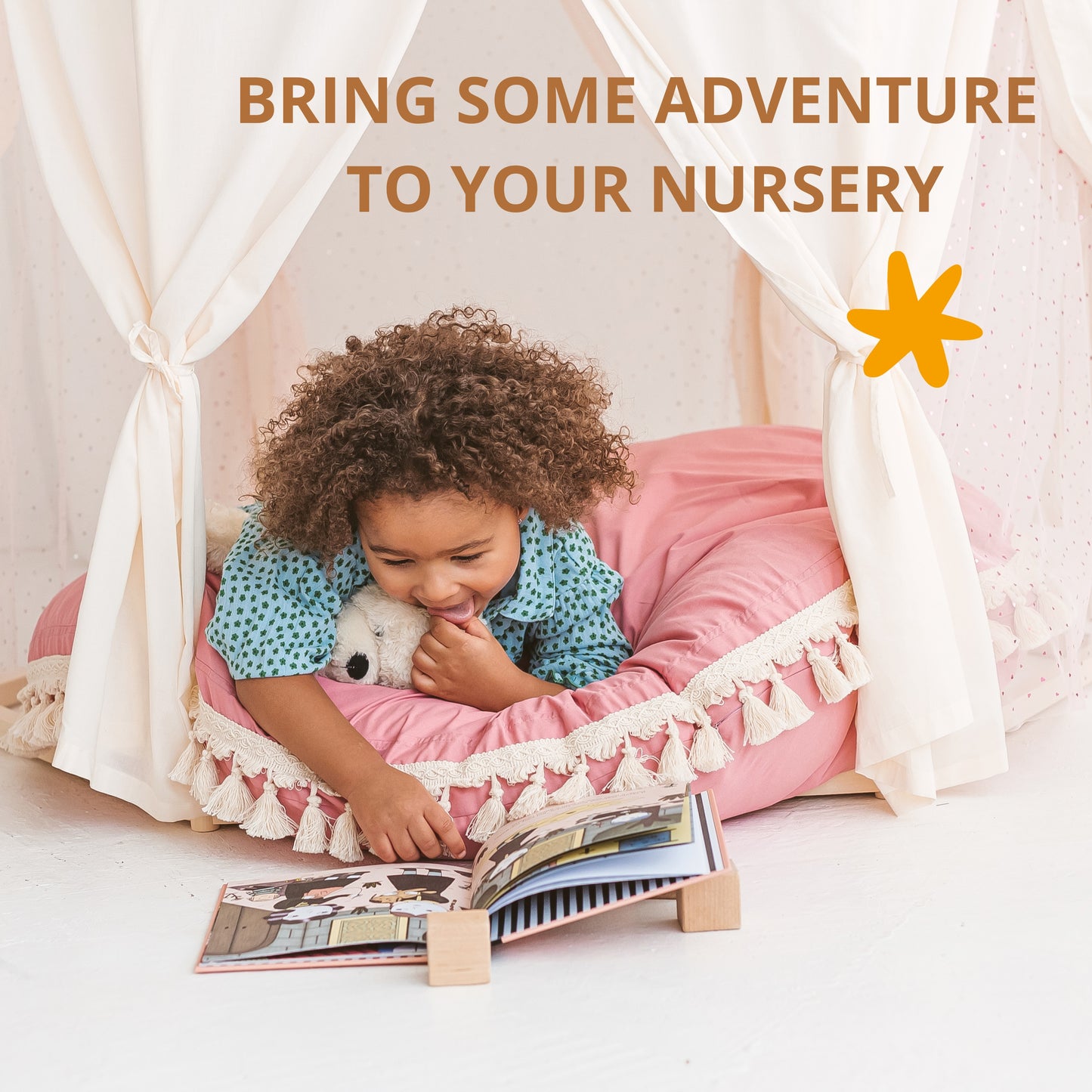 MINICAMP Large Floor Cushion with Tassels - Rose