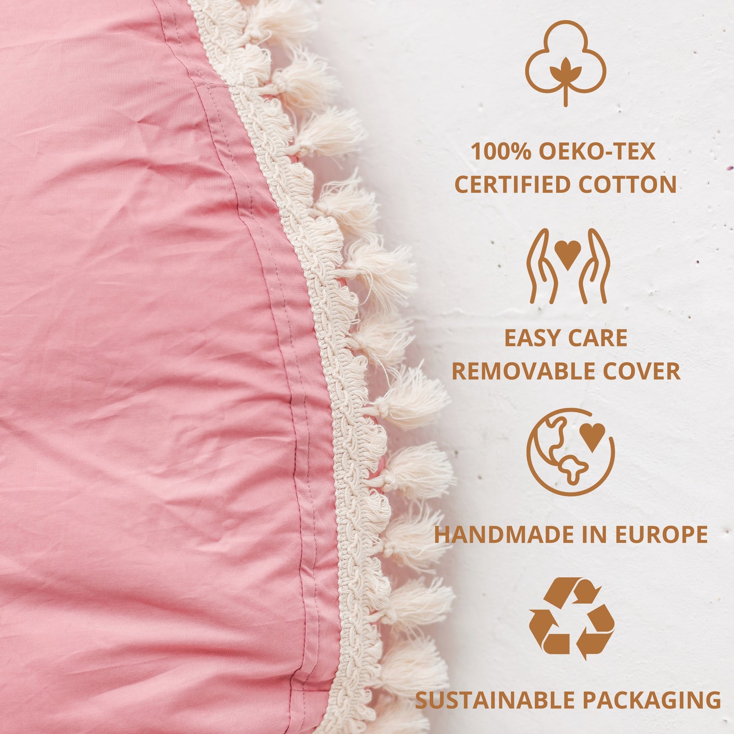 MINICAMP Large Floor Cushion with Tassels - Rose