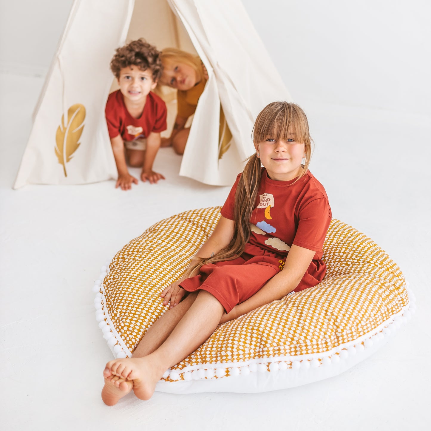 MINICAMP Big Floor Cushion - Rhombus Diamond Mustard