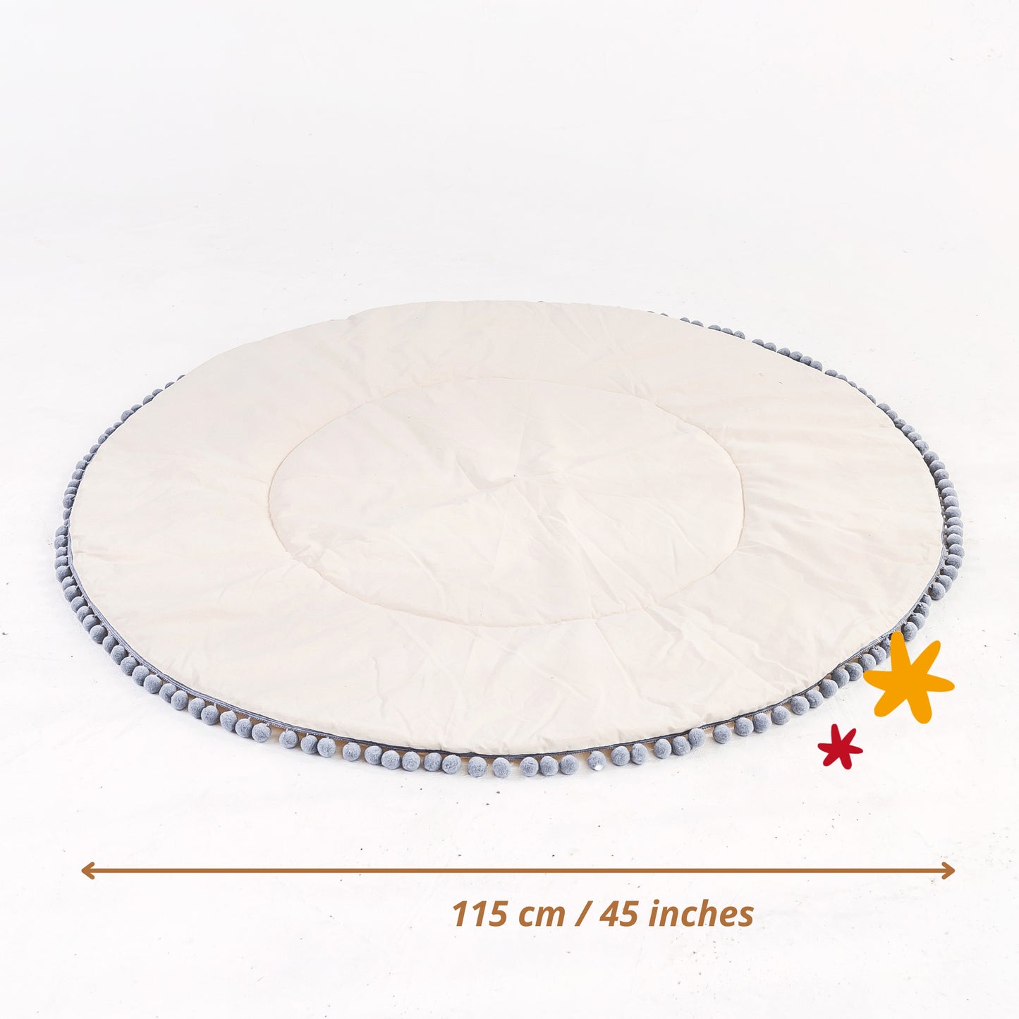 MINICAMP Kids Playmat with Grey Pompom Border
