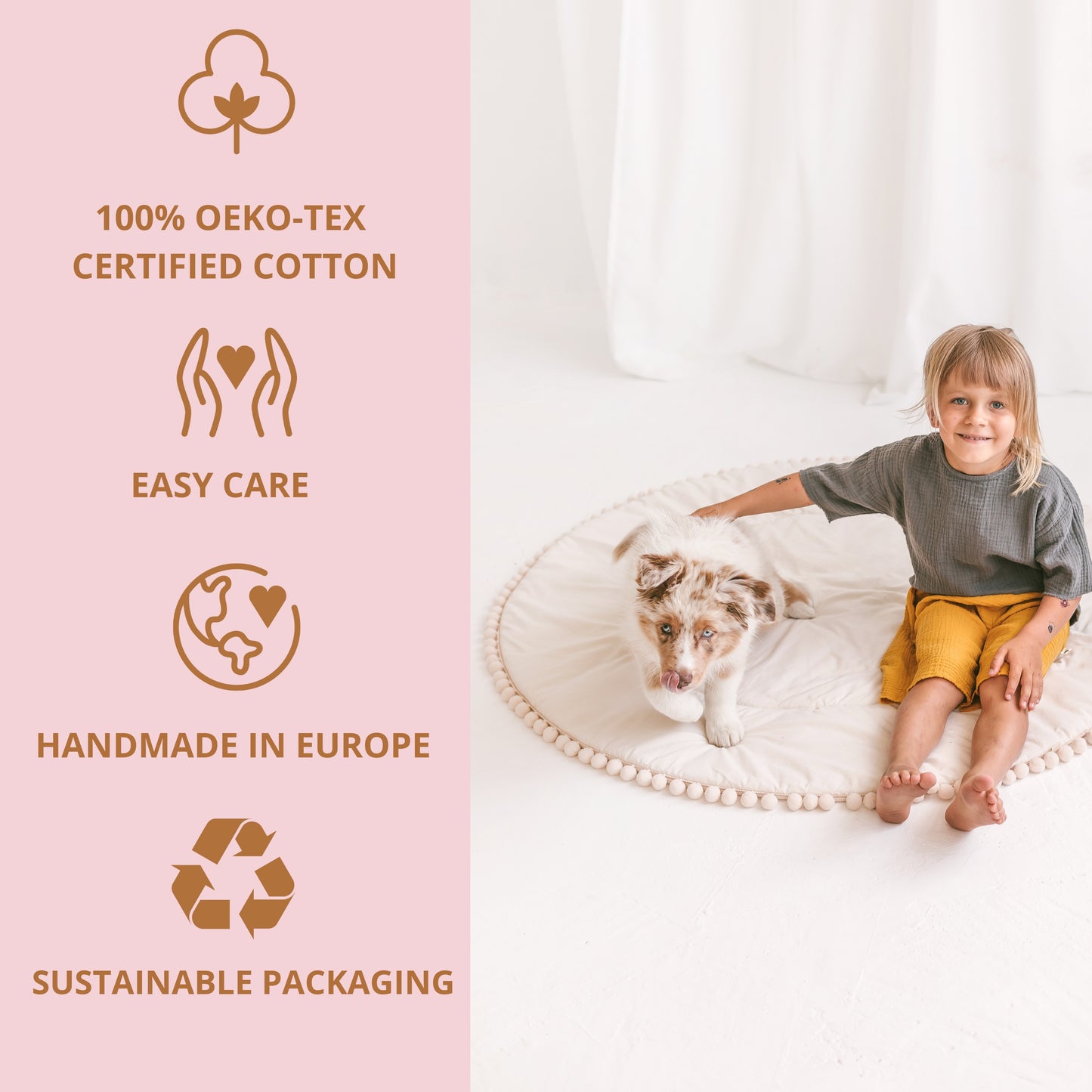 MINICAMP Kids Playmat with Pompom Border