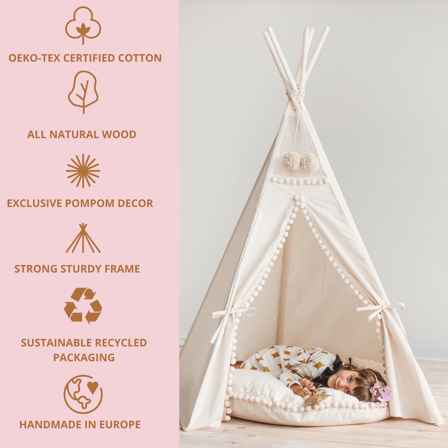 MINICAMP Original Play Tent with Pompoms