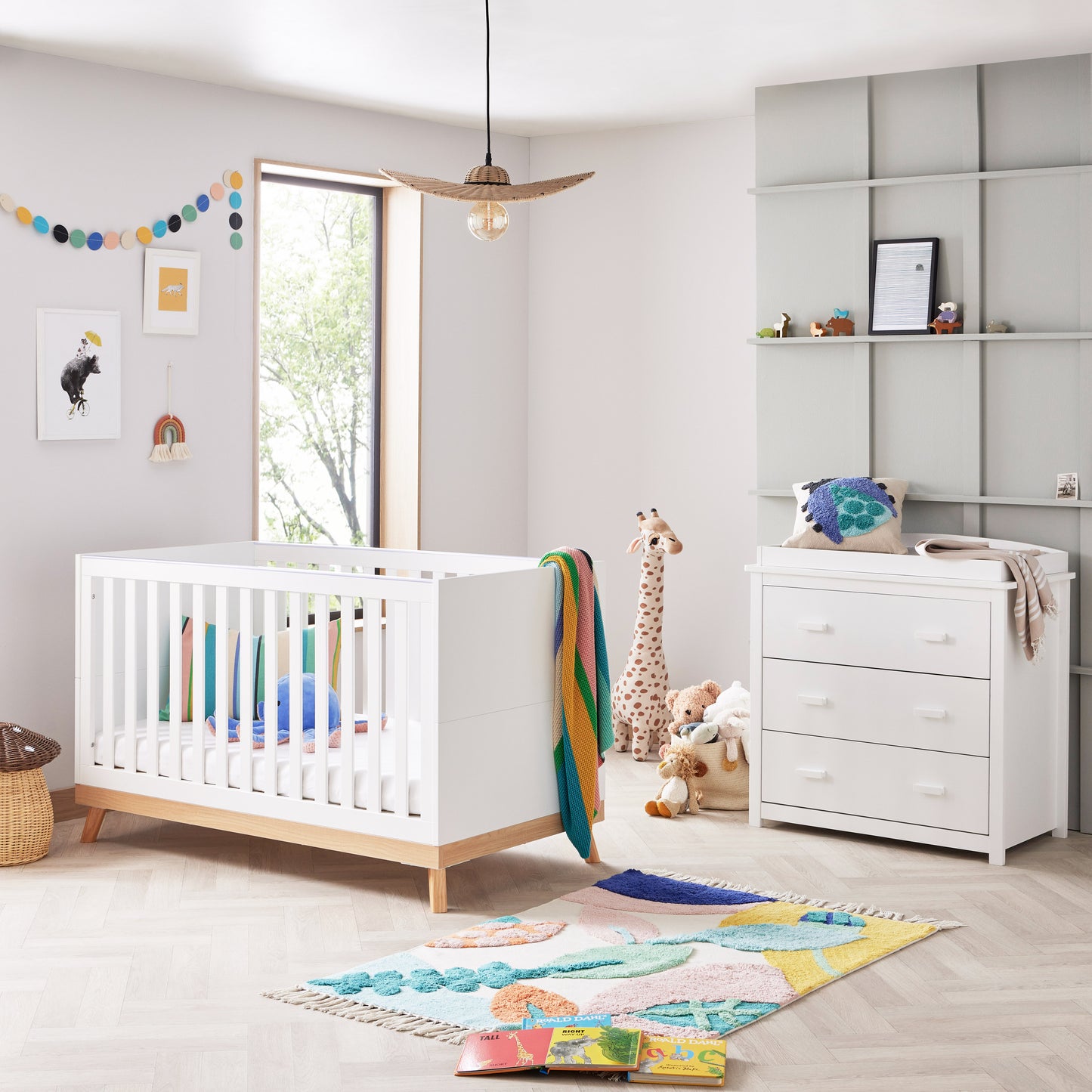 Babymore Mona 2 Piece Universal Nursery Room Set - White