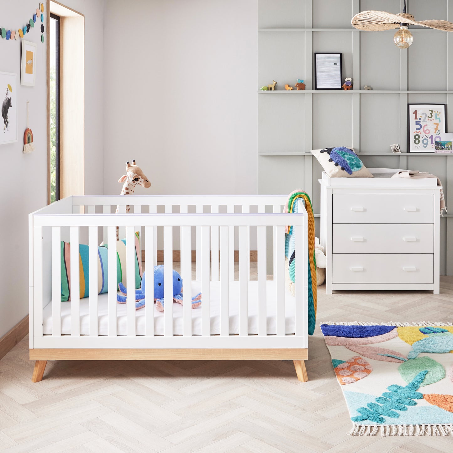 Babymore Mona 2 Piece Universal Nursery Room Set - White