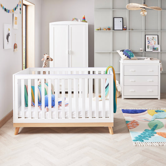 Babymore Mona 3 Piece Universal Nursery Room Set - White