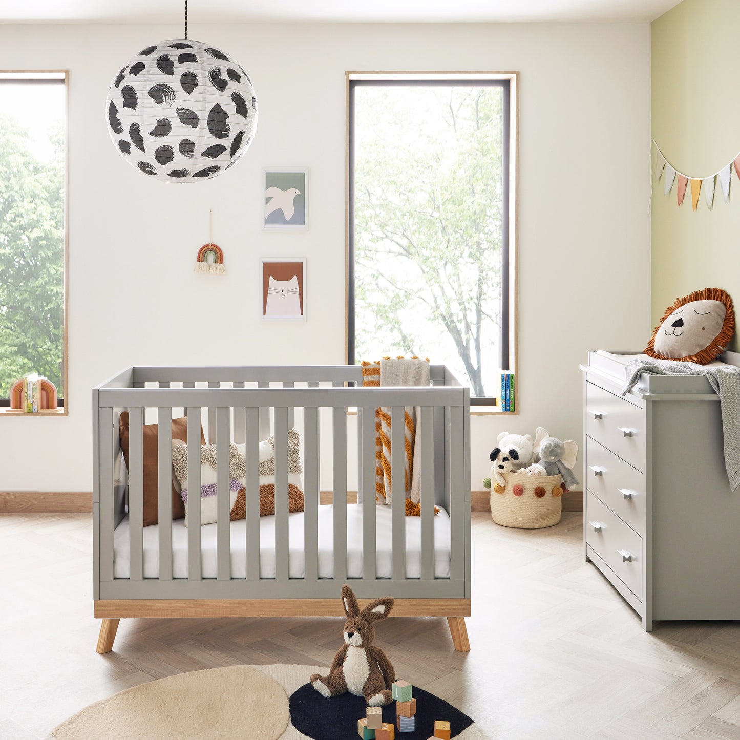 Babymore Mona Mini 2 Piece Universal Nursery Room Set - Grey