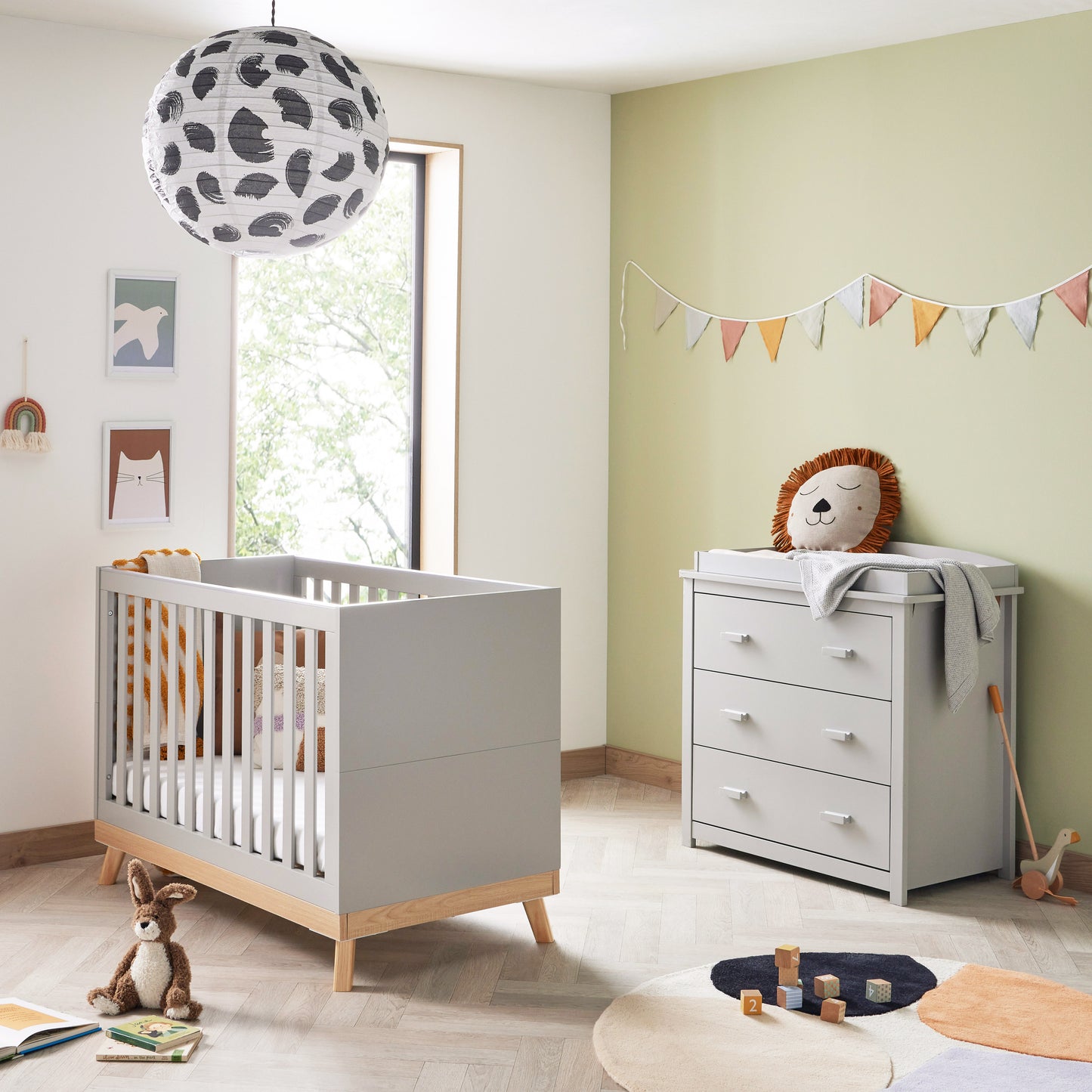 Babymore Mona Mini 2 Piece Universal Nursery Room Set - Grey