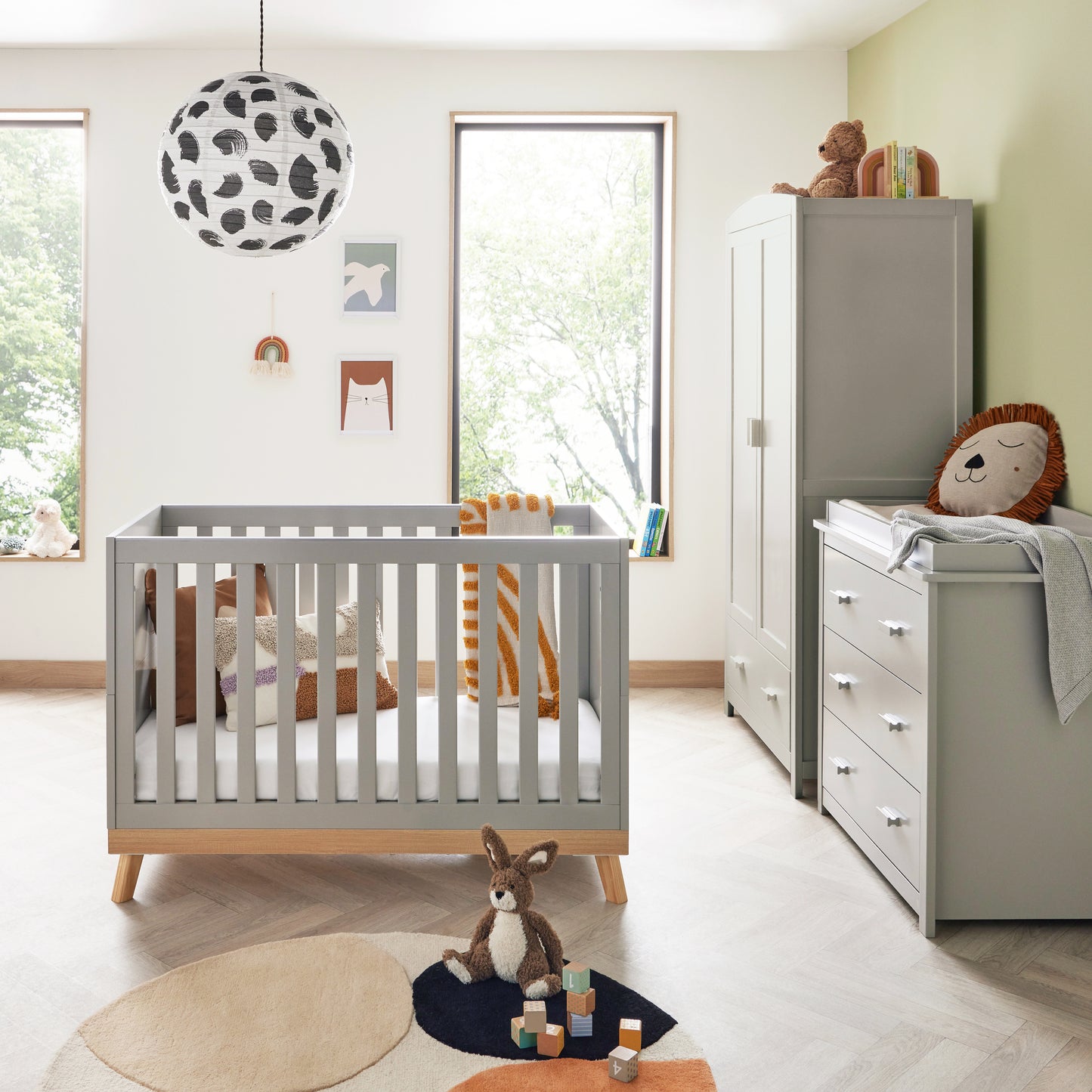 Babymore Mona Mini 3 Piece Universal Nursery Room Set - Grey