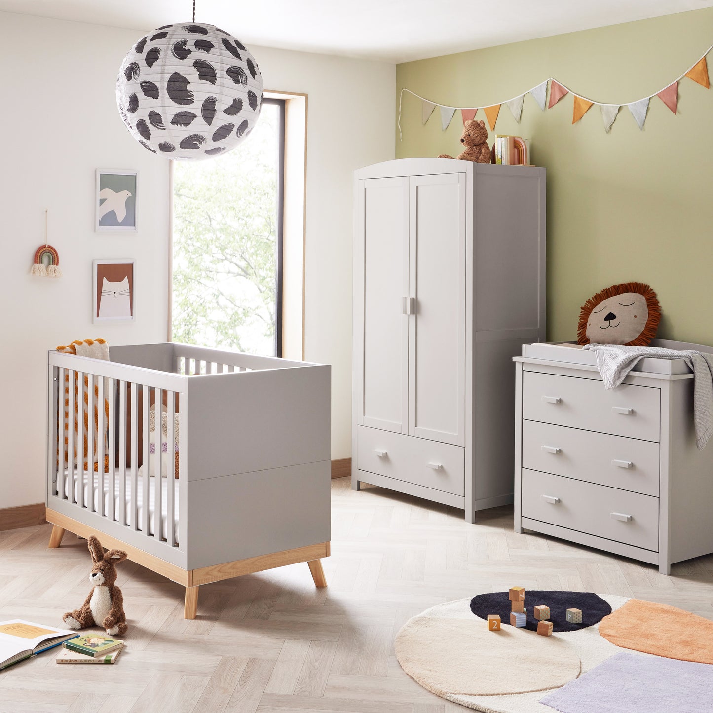Babymore Mona Mini 3 Piece Universal Nursery Room Set - Grey