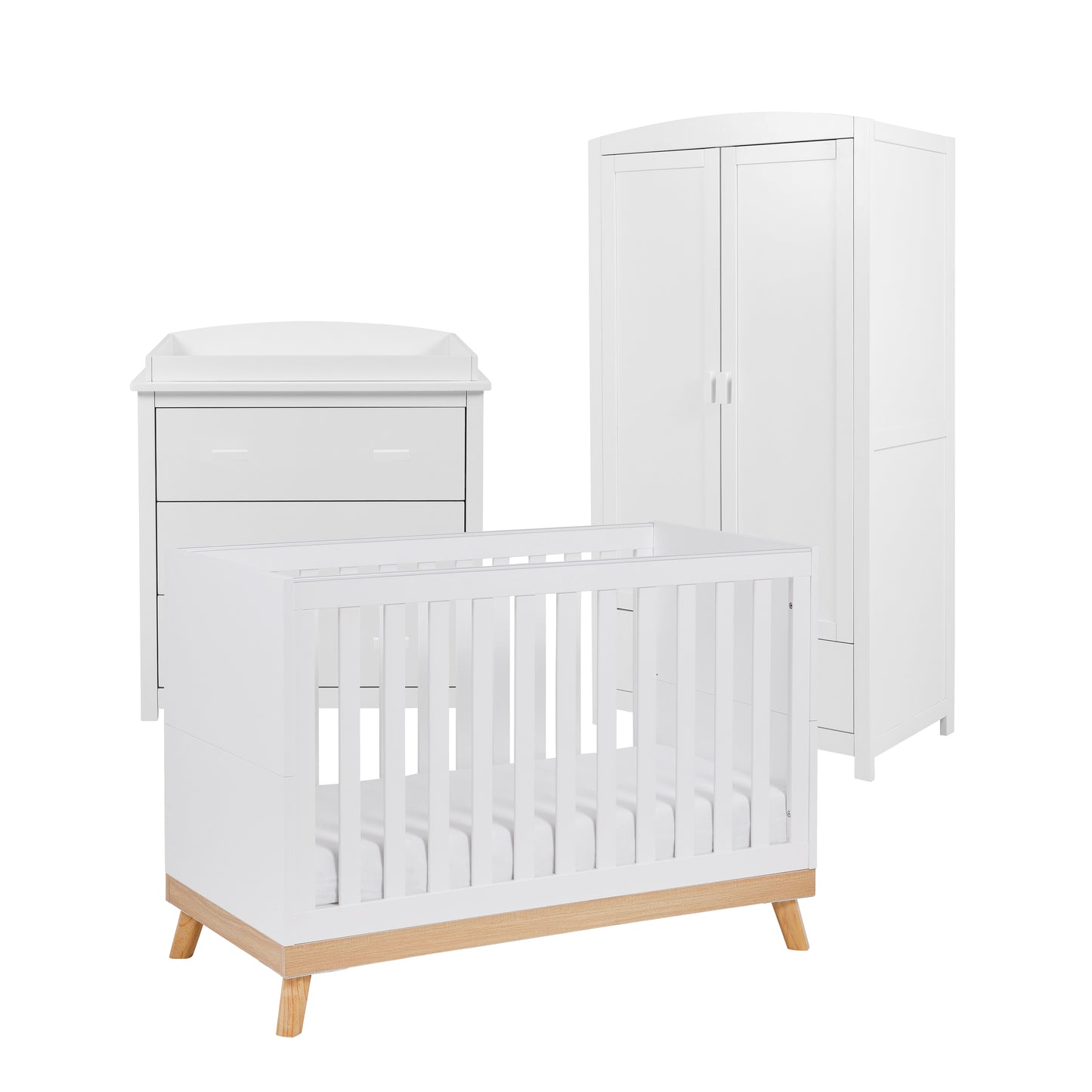 Babymore Mona Mini 3 Piece Universal Nursery Room Set - White