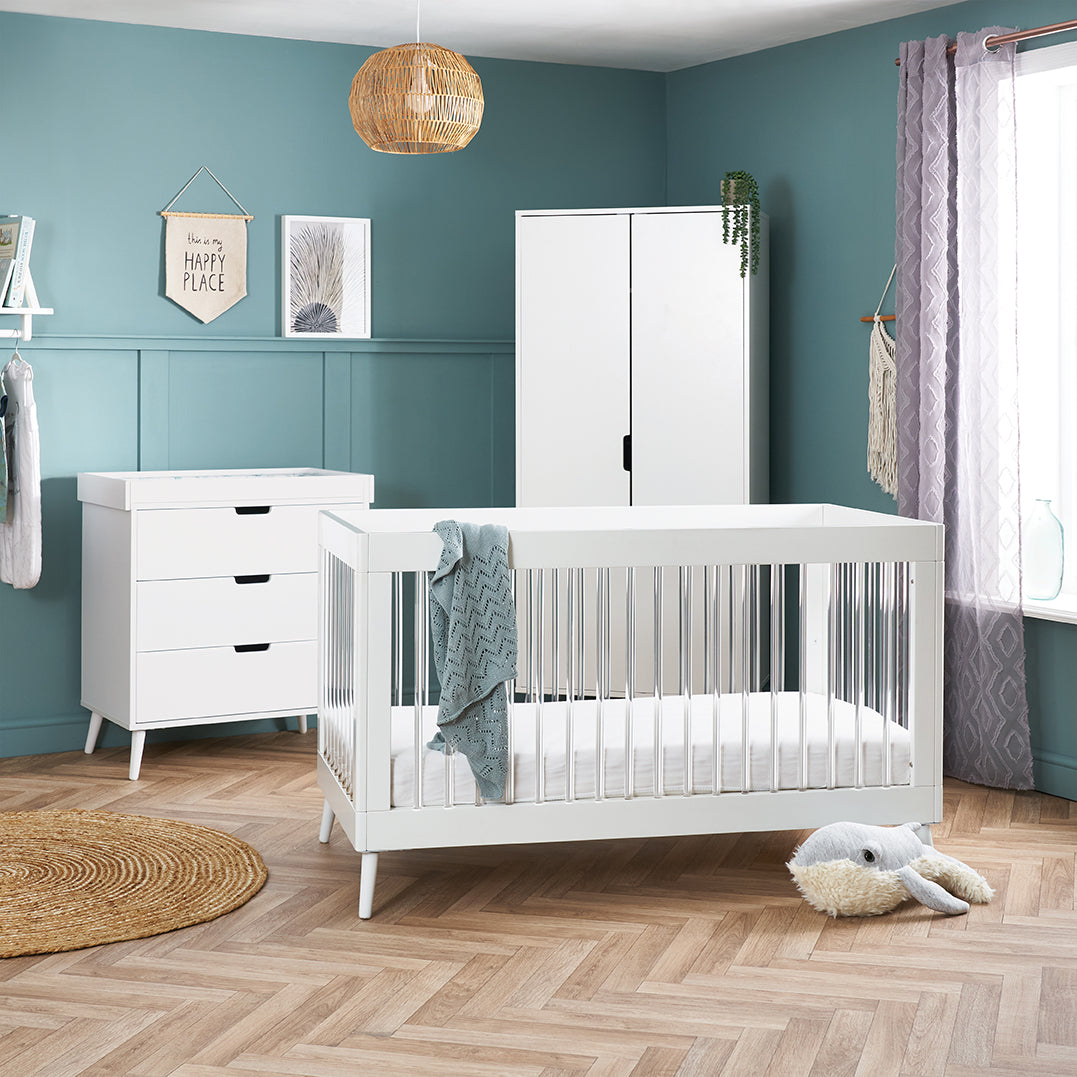 Obaby Maya 3 Piece Room Set - White With Acrylic