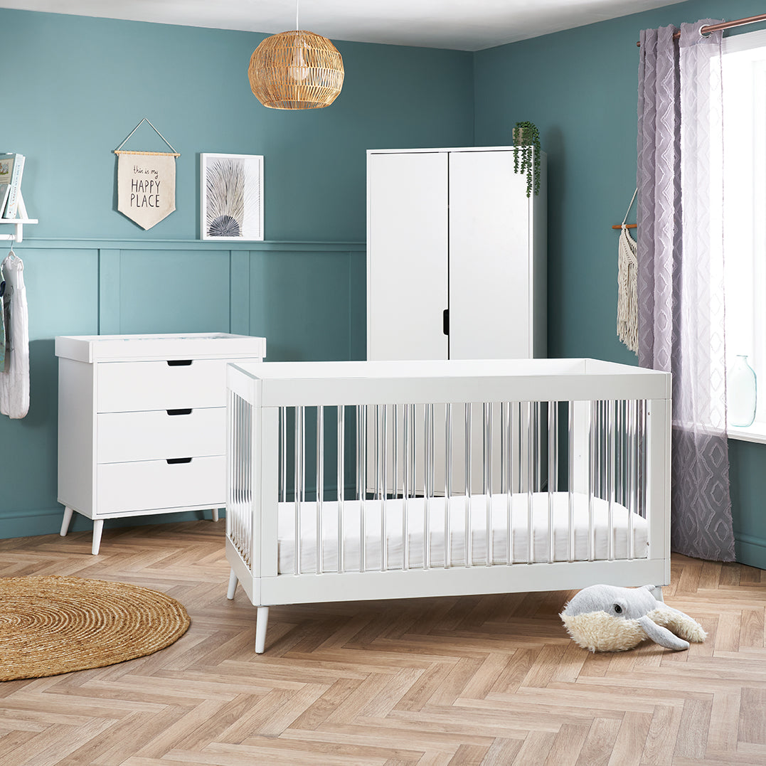 Obaby Maya 3 Piece Room Set - White With Acrylic