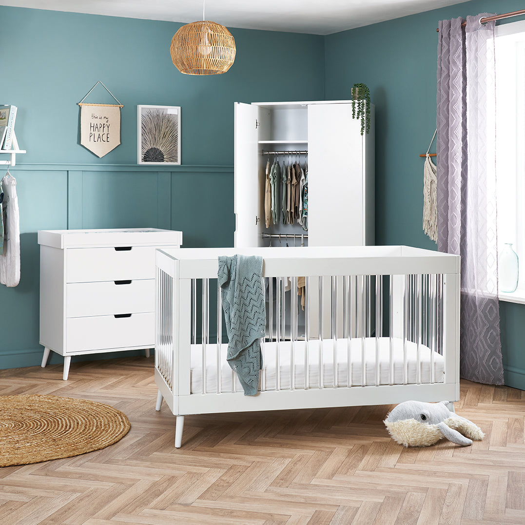 Obaby Maya 3 Piece Room Set - White With Acrylic