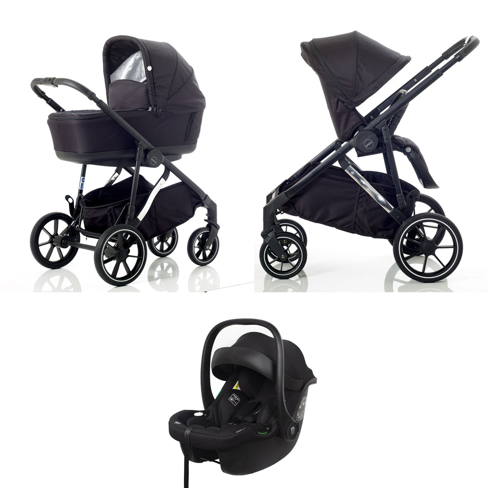 Mee-go Uno+ 3-in-1 Travel System Black/Chrome