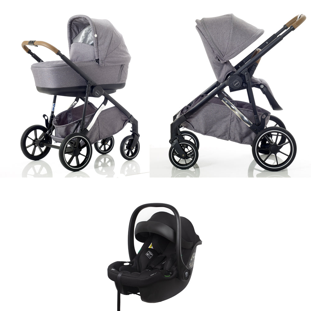 Mee-go Uno+ 3-in-1 Travel System Grey/Chrome