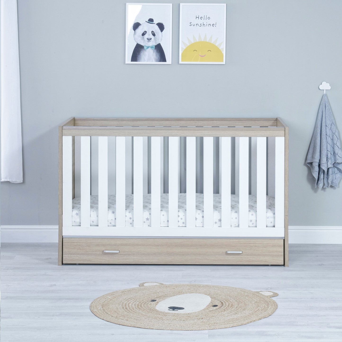 Babymore Veni Cot Bed - White Oak