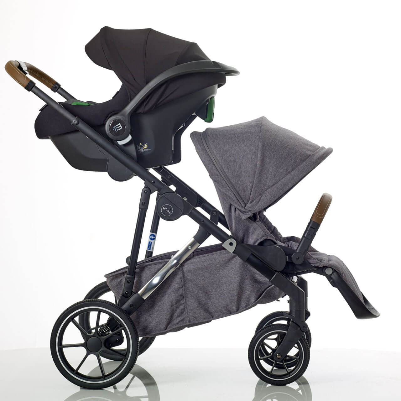 Mee-go Uno+ 3-in-1 Travel System Grey/Chrome