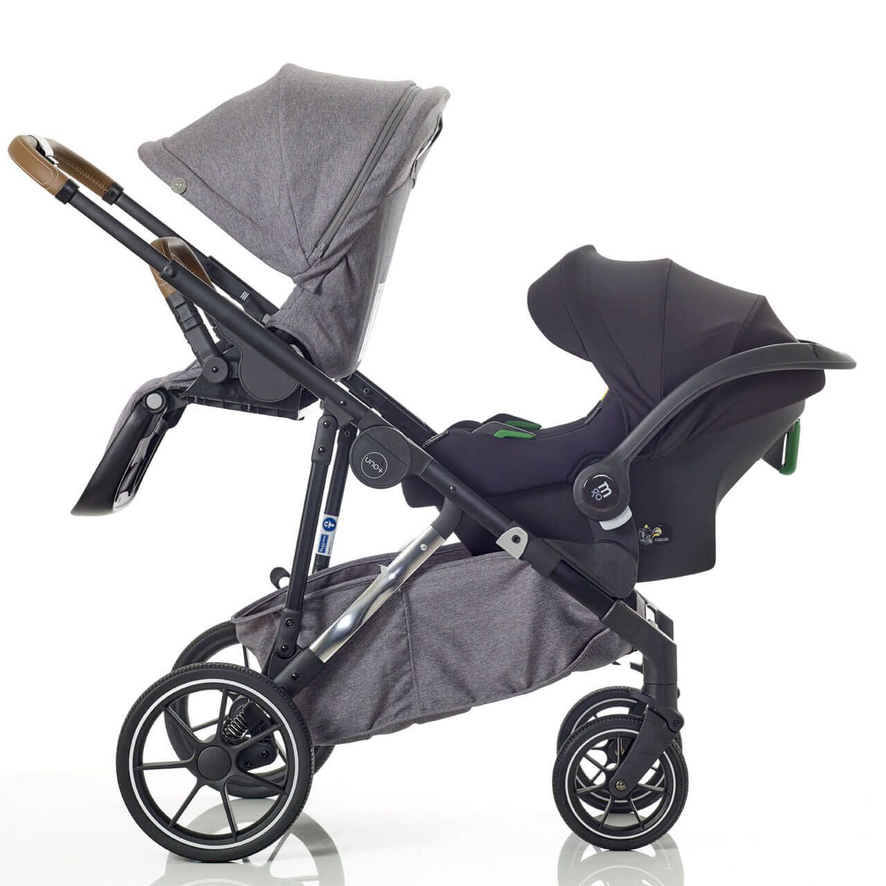 Mee-go Uno+ 3-in-1 Travel System Grey/Chrome