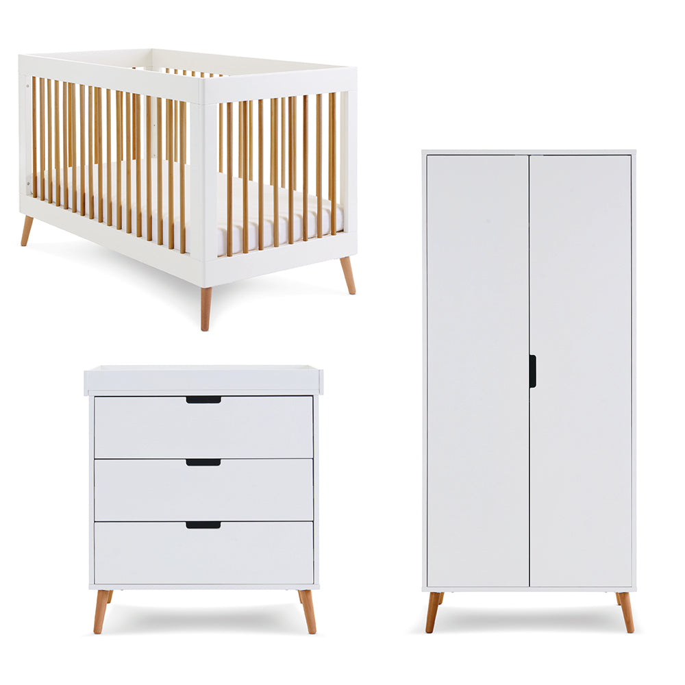 Obaby Maya 3 Piece Room Set - White with Natural