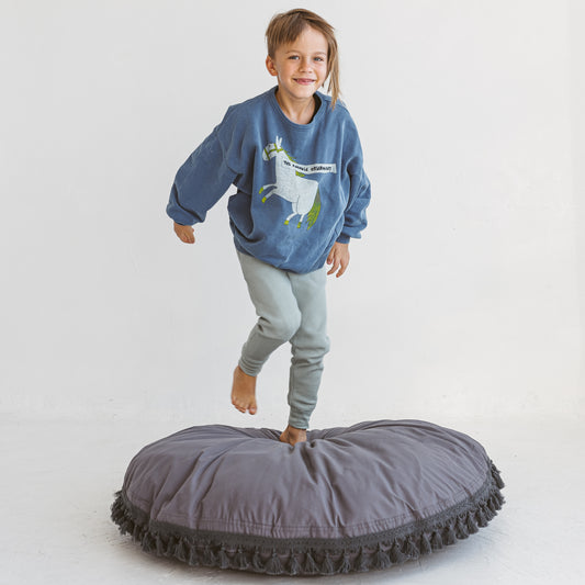 MINICAMP Large Floor Cushion with Tassels - Grey