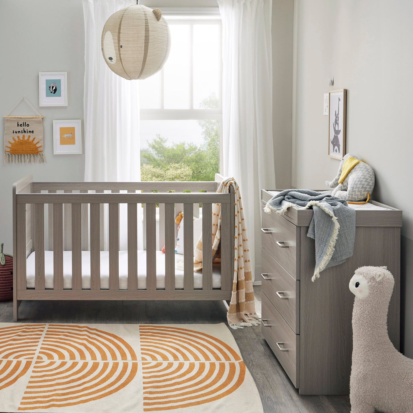 Babymore Caro 2 Piece Nursery Room Set - Grey Wash