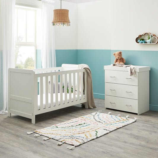 Babymore Caro 2 Piece Nursery Room Set - White Wash