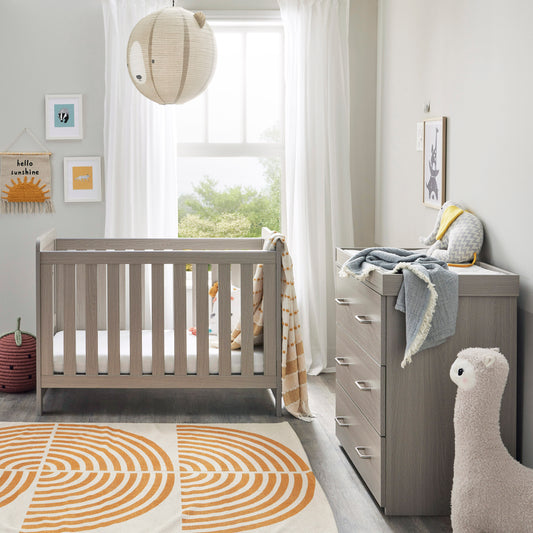 Babymore Caro Mini 2 Piece Nursery Room Set - Grey Wash
