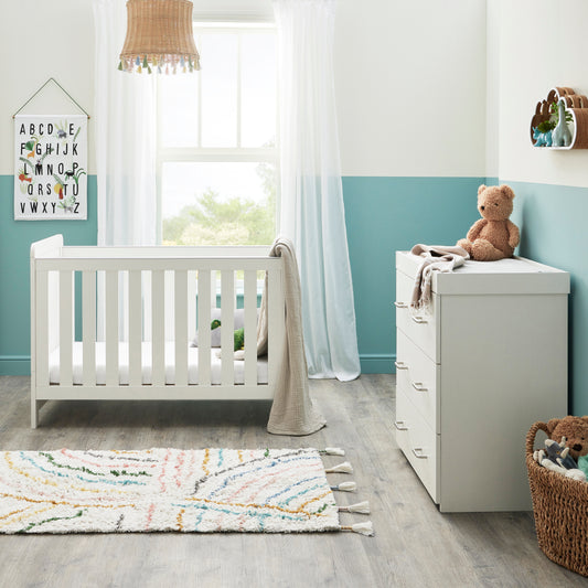 Babymore Caro Mini 2 Piece Nursery Room Set - White Wash