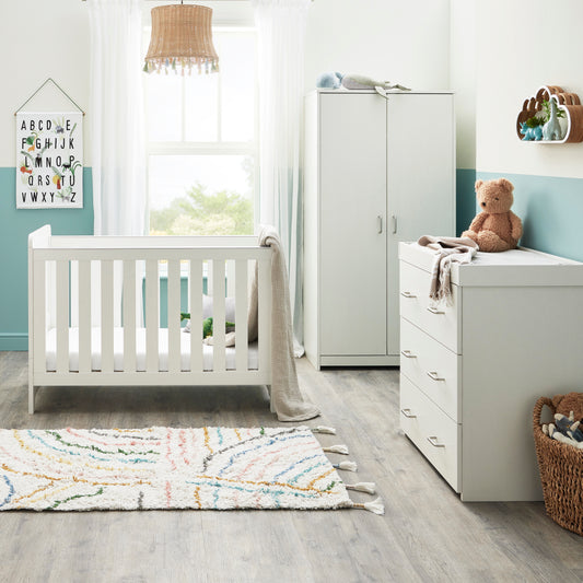 Babymore Caro Mini 3 Piece Nursery Room Set - White Wash