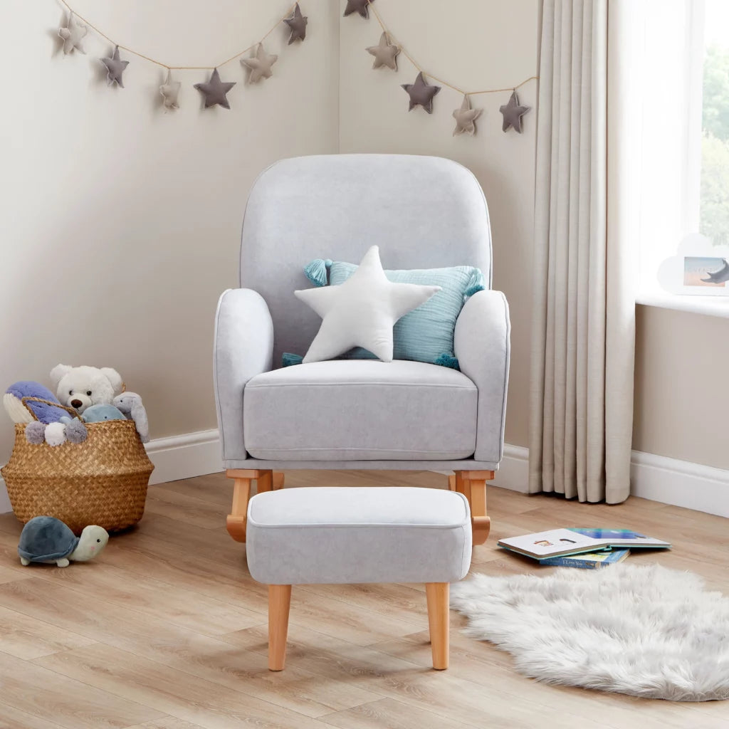 Babymore Freya Nursing Chair With Footstool - Grey