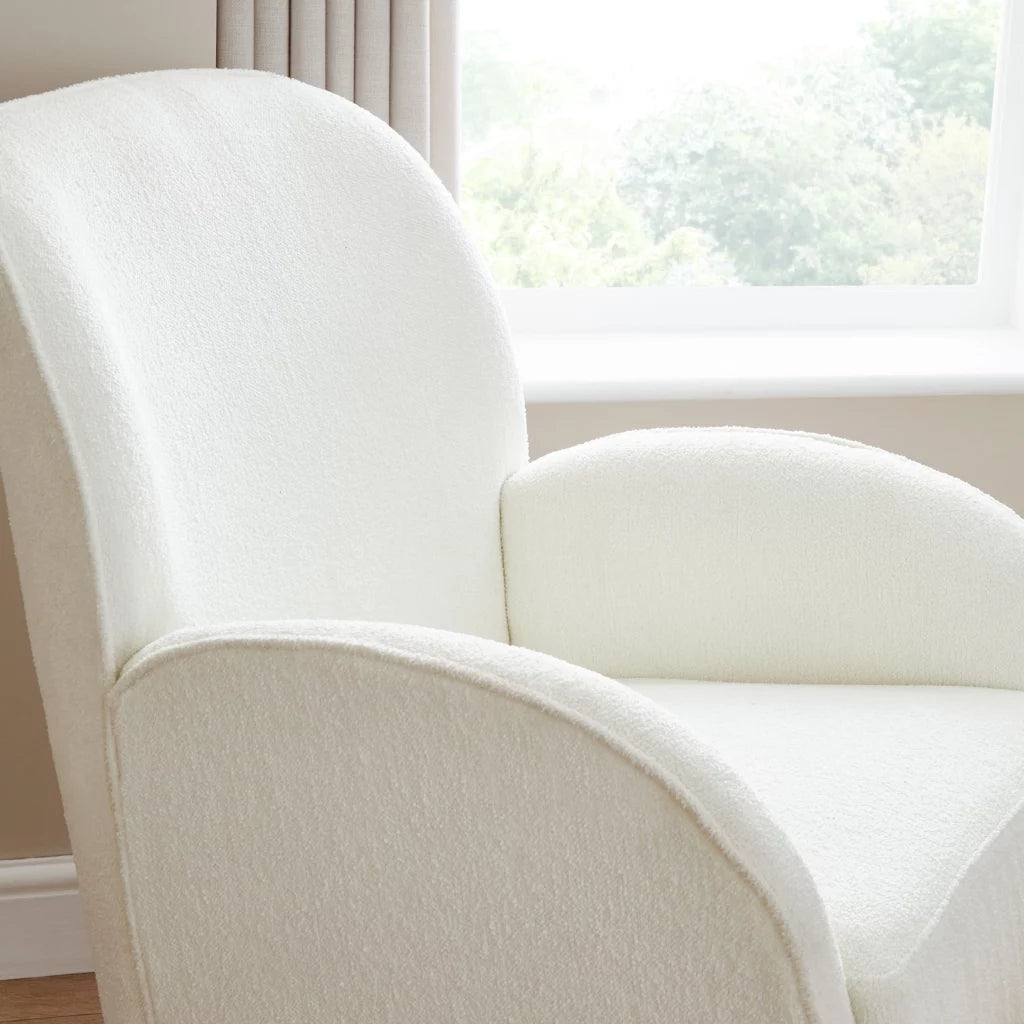 Babymore Freya Nursing Chair With Footstool - Off White Boucle