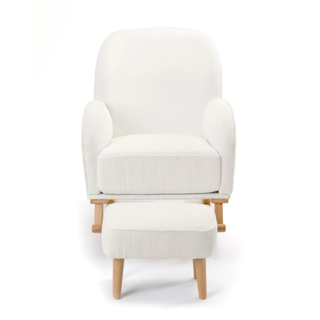 Babymore Freya Nursing Chair With Footstool - Off White Boucle