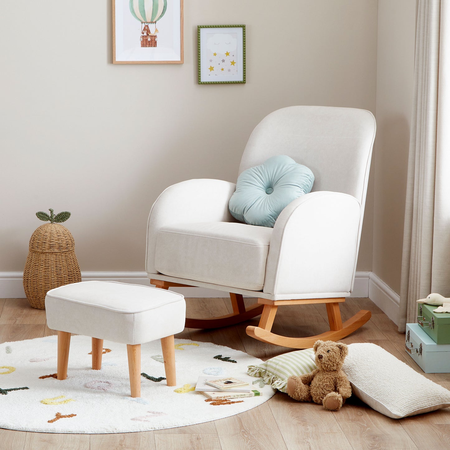 Babymore Freya Nursing Chair With Footstool - Cream