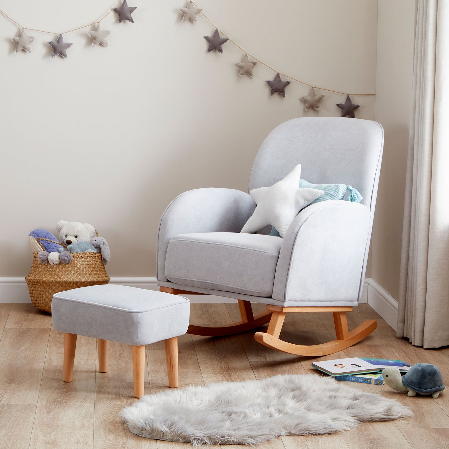 Babymore Freya Nursing Chair With Footstool - Grey