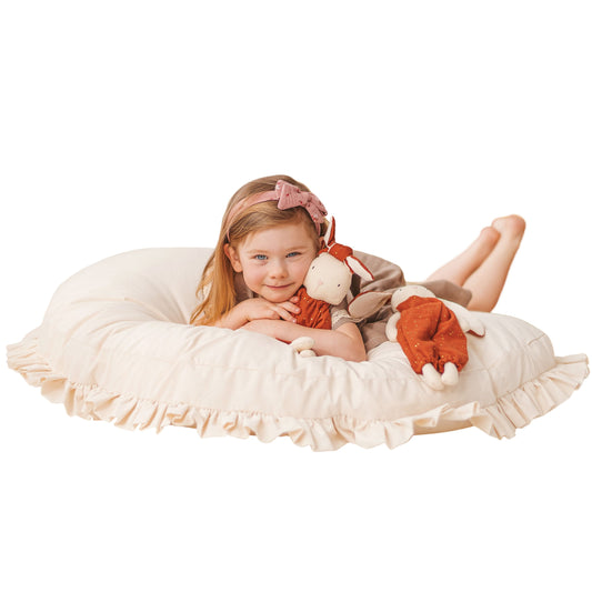 MINICAMP Large Floor Cushion with Ruffles - Beige