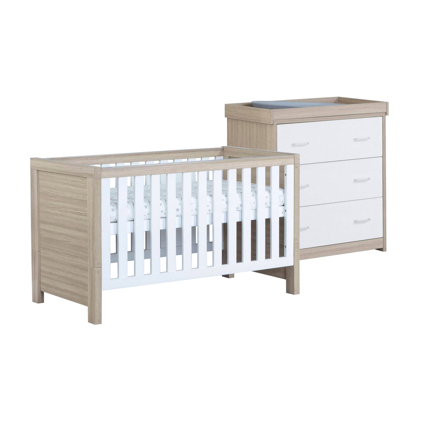 Babymore Luno 2 Piece Nursery Room Set - Oak White