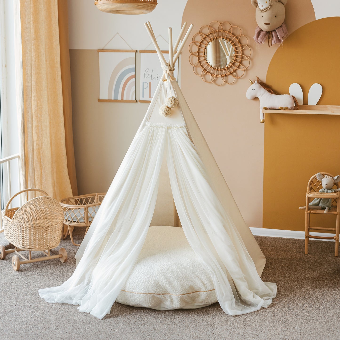 MINICAMP Fairy Kids Play Tent with Tulle in Ecru