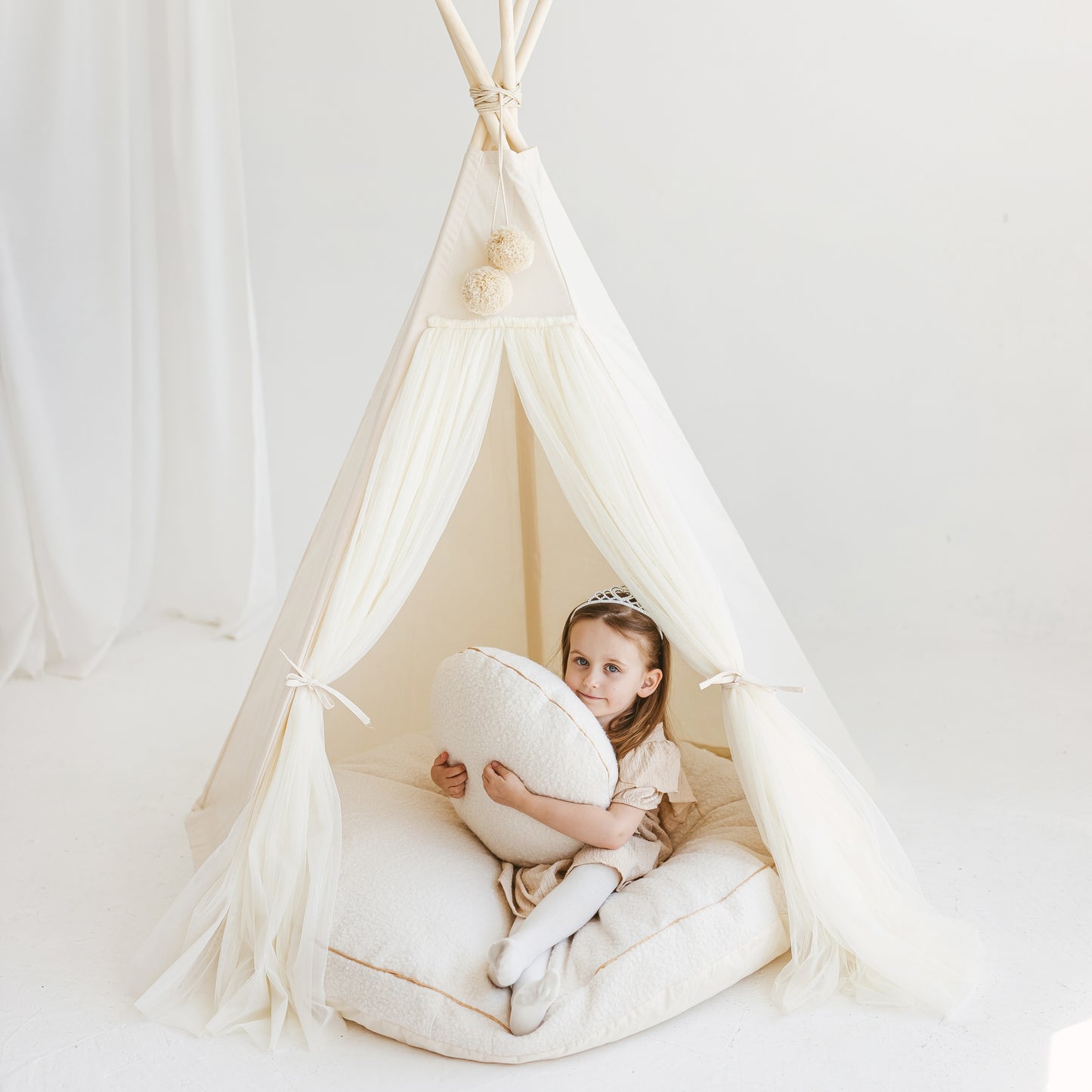 MINICAMP Fairy Kids Play Tent with Tulle in Ecru