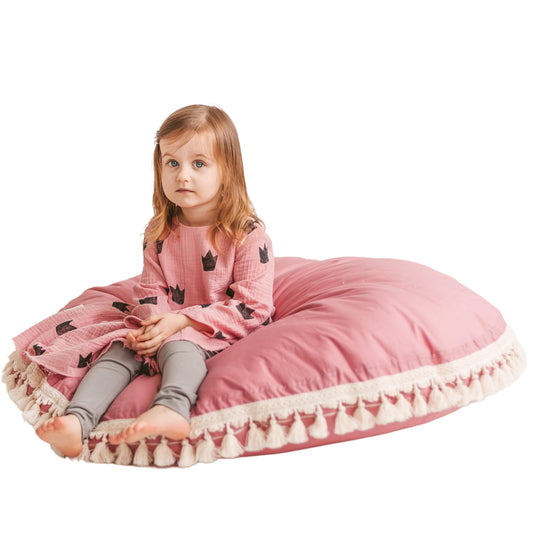 MINICAMP Large Floor Cushion with Tassels - Rose