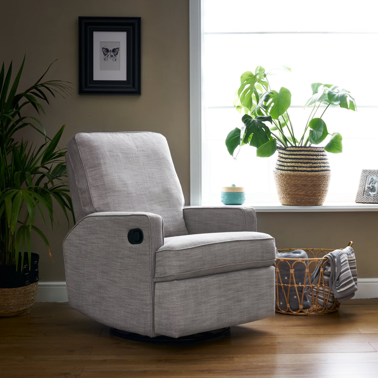 Obaby Madison Swivel Glider Recliner Chair - Pebble