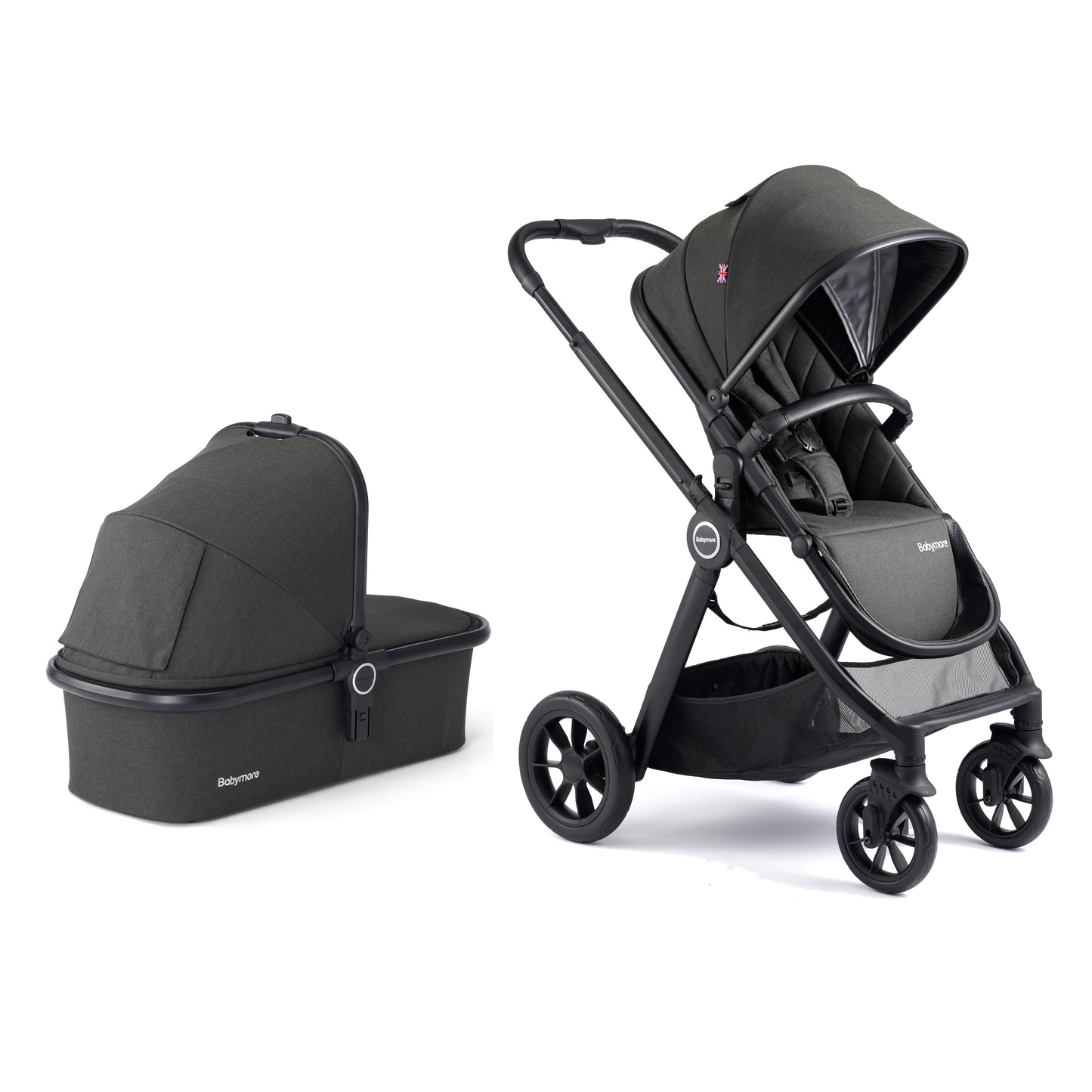 Babymore Memore V2 Pram Pushchair 11 Piece - Black