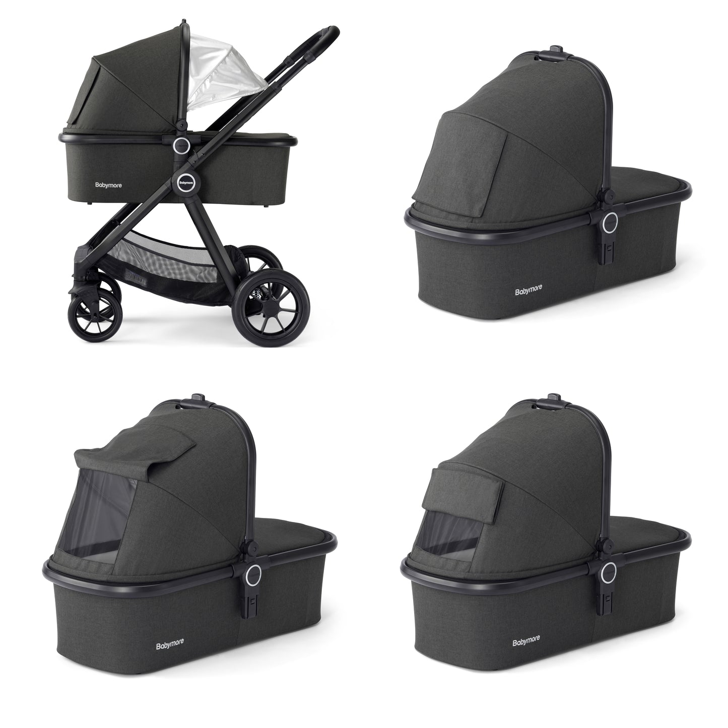 Babymore Memore V2 Pram Pushchair 11 Piece - Black